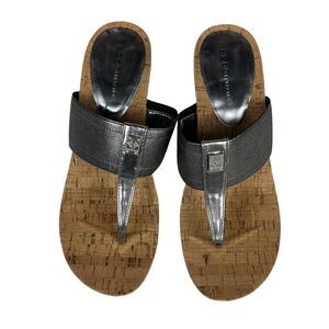 BCBGENERATION Wedge Sandals Cork Soles Grey Silver US 8M EUR 38